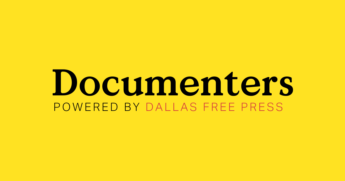 Yellow logo of Documenters powered by Dallas Free Press